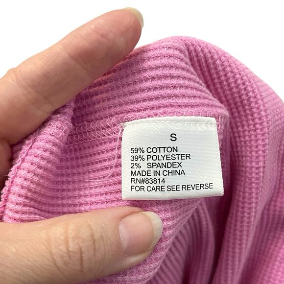 Sunnyside By Sundry Waffle Knit Joggers Small Pink Casual Loungewear Cozy Cotton - Picture 5 of 8